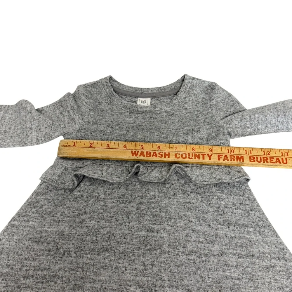 Baby Gap Toddler Girls Gray Heathered Ruffle Long Sleeve A-Line Dress 18-24M